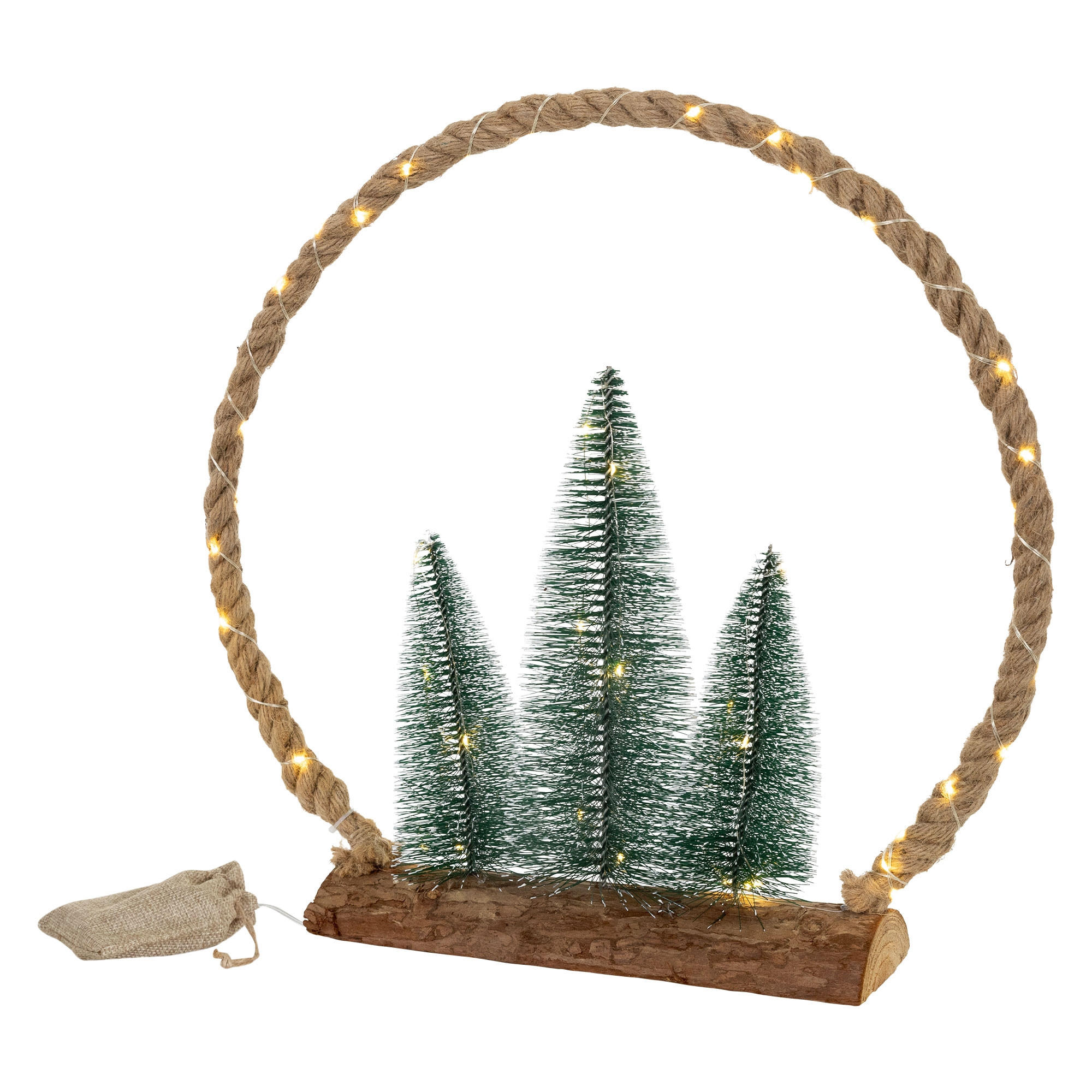 WEIHNACHT Figur Jute Kreis - Naturfarben, Holz (45/45/9.5cm) - ECD-Germany