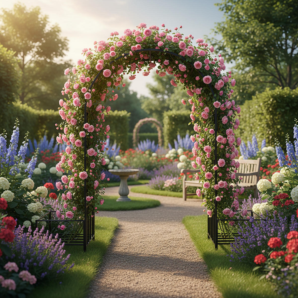 OBLÚK ruží - čierna, kov (216/206/216cm) - Relaxdays