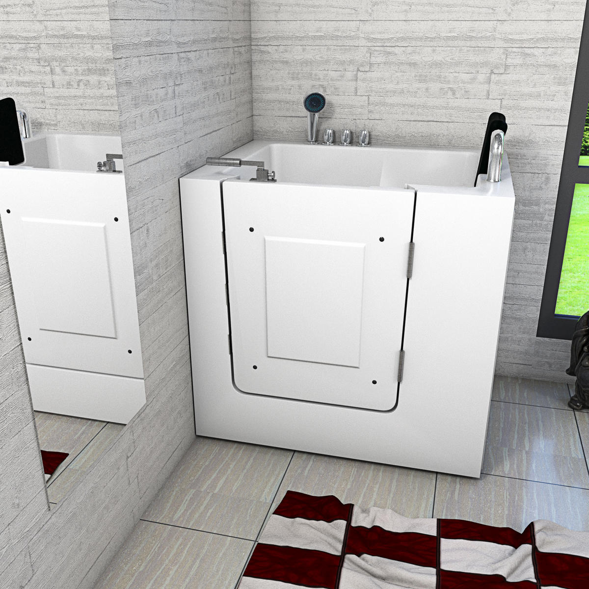 WHIRLPOOL-SENIORENWANNE S02WP-TH-A-R Weiß - Weiß, Glas/Kunststoff (100/113/78cm) - AcquaVapore by Sandra Jentho