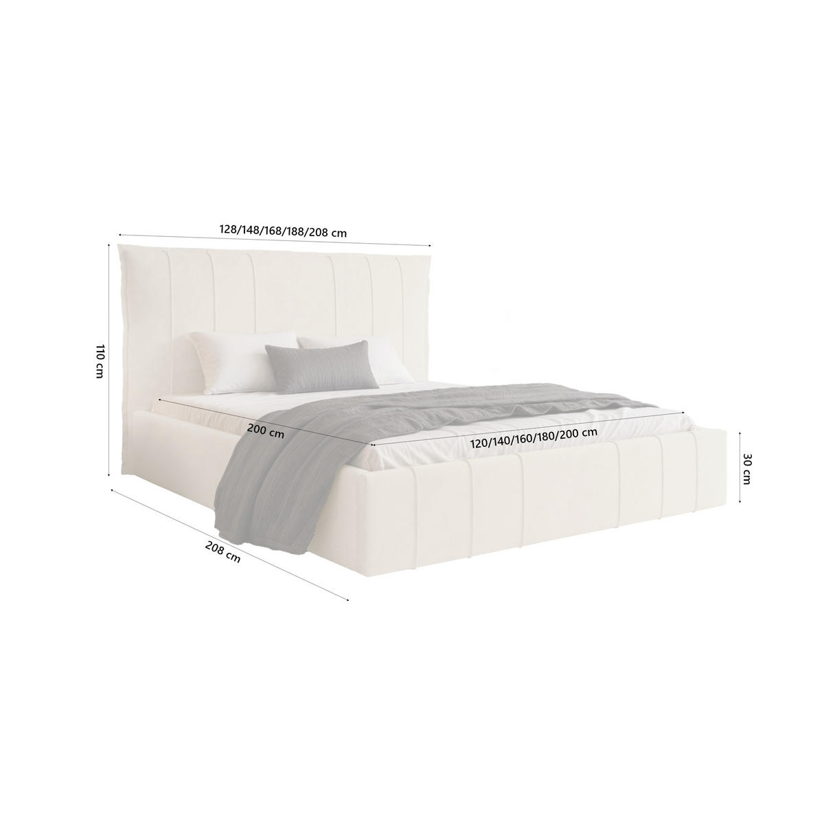 POLSTERBETT Acate 120x200 cm, Creme - Creme, Textil (120/200cm) - Fedve