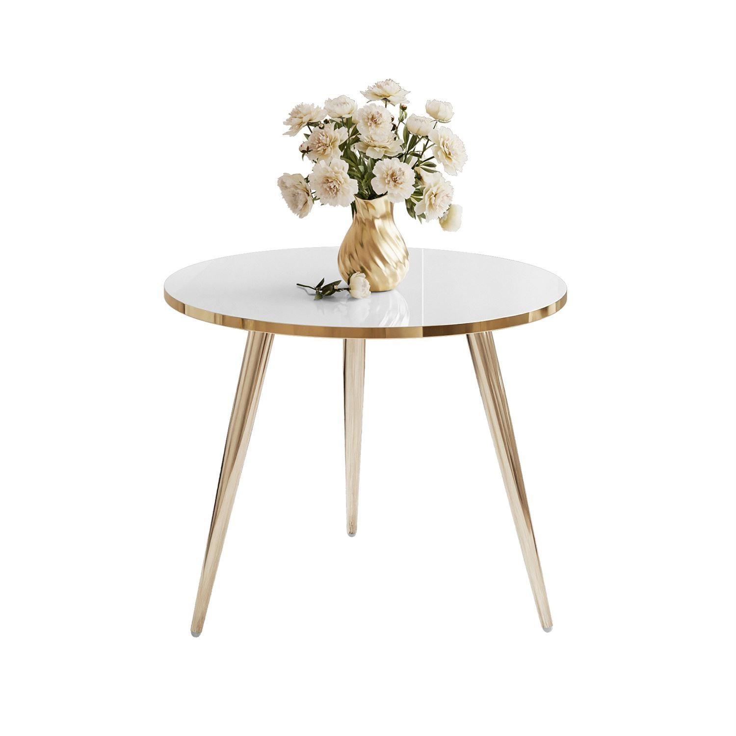 COUCHTISCH SOLEIL GOLD Hochglanz, Weiß Hochglanz, 50cm - Weiß, Holzwerkstoff (50/50/47cm) - Lookway
