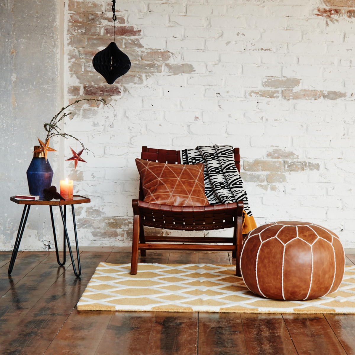 STUHL - Echtleder / Teak massiv - Teakfarben, Leder (60/68/78cm) - home24