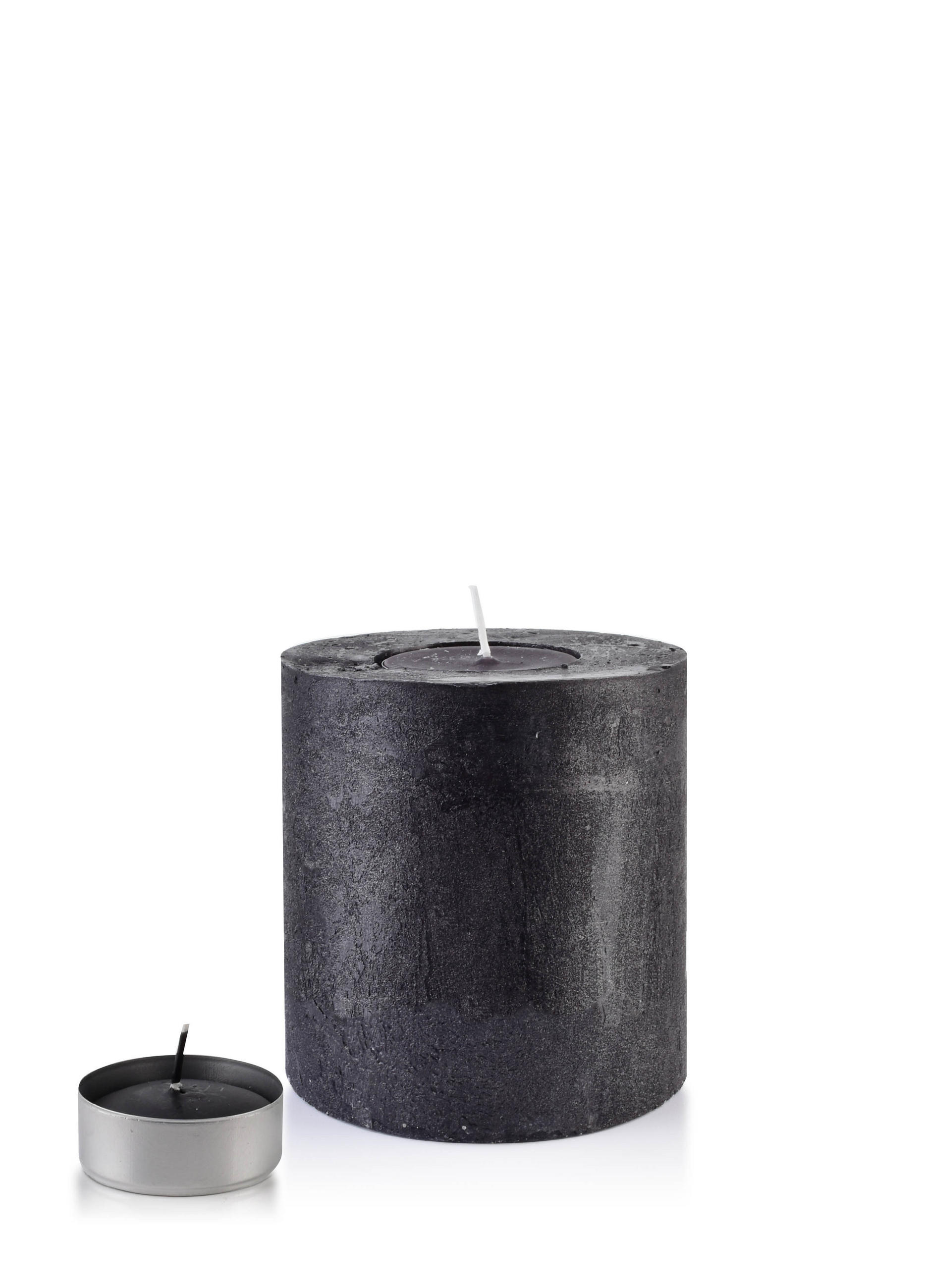 TEELICHTHALTER Rustic Schwarz 12/12/12 cm Naturmaterial - Schwarz, Naturmaterialien (12cm) - Mondex