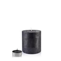 TEELICHTHALTER Rustic Schwarz 12/12/12 cm Naturmaterial - Schwarz, Naturmaterialien (12cm) - Mondex