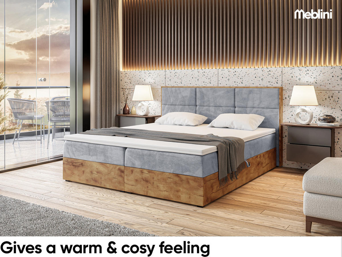 BOXBETT Lofty 2 - Hellgrau/Schwarz, Holzwerkstoff/Textil (120/200cm) - Meblini