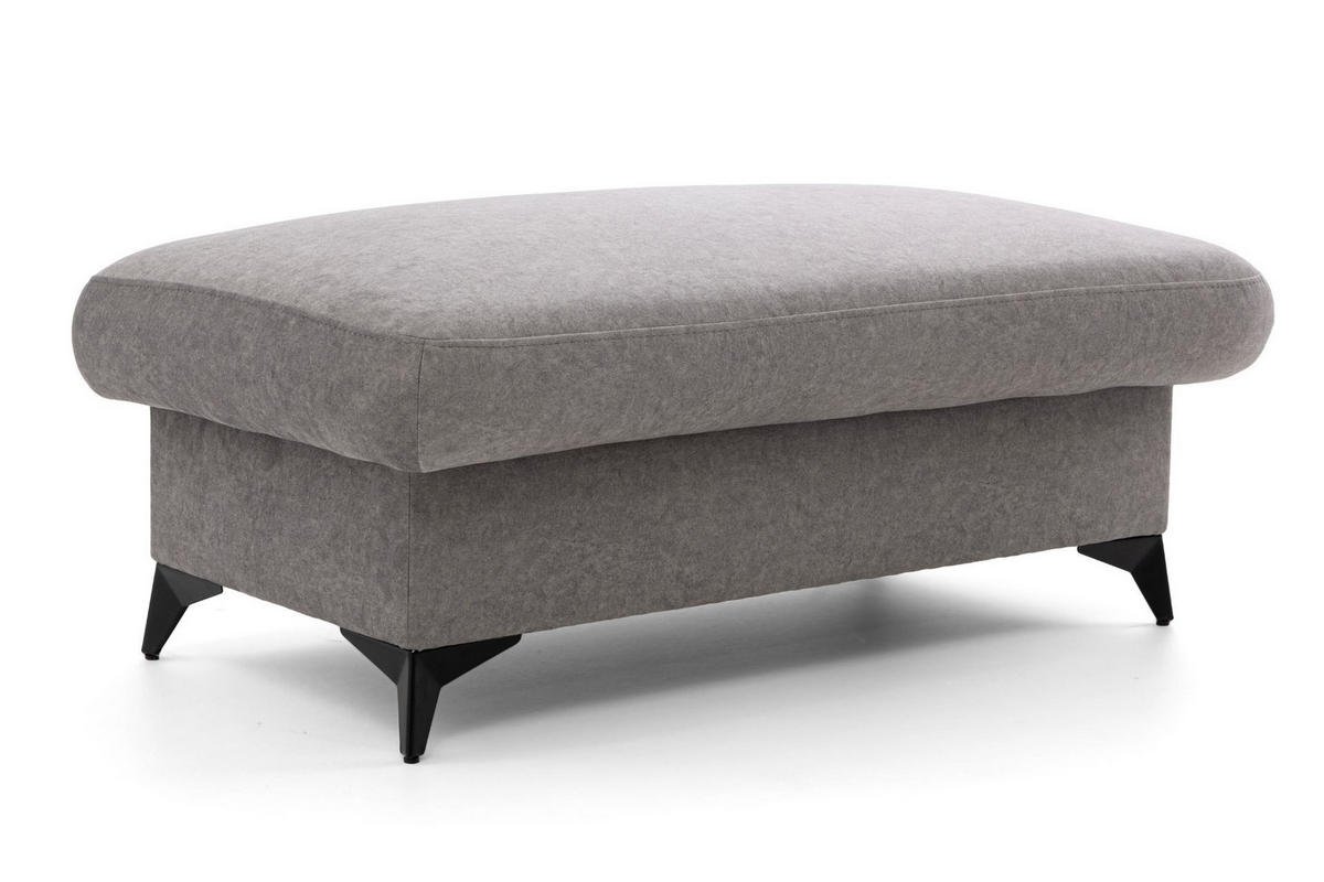 POUF PLAZA 115 x 67 cm Velours Grau - Schwarz/Grau, Holz/Textil (115/43/67cm) - Muffo