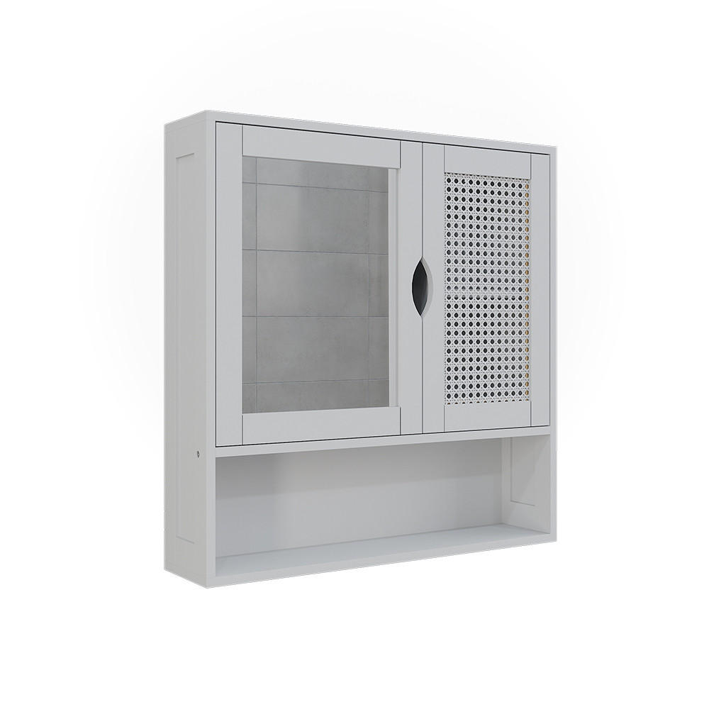 DULAP CU OGLINDA DE BAIE Liora Alb 56x58 cm cu 2 usi