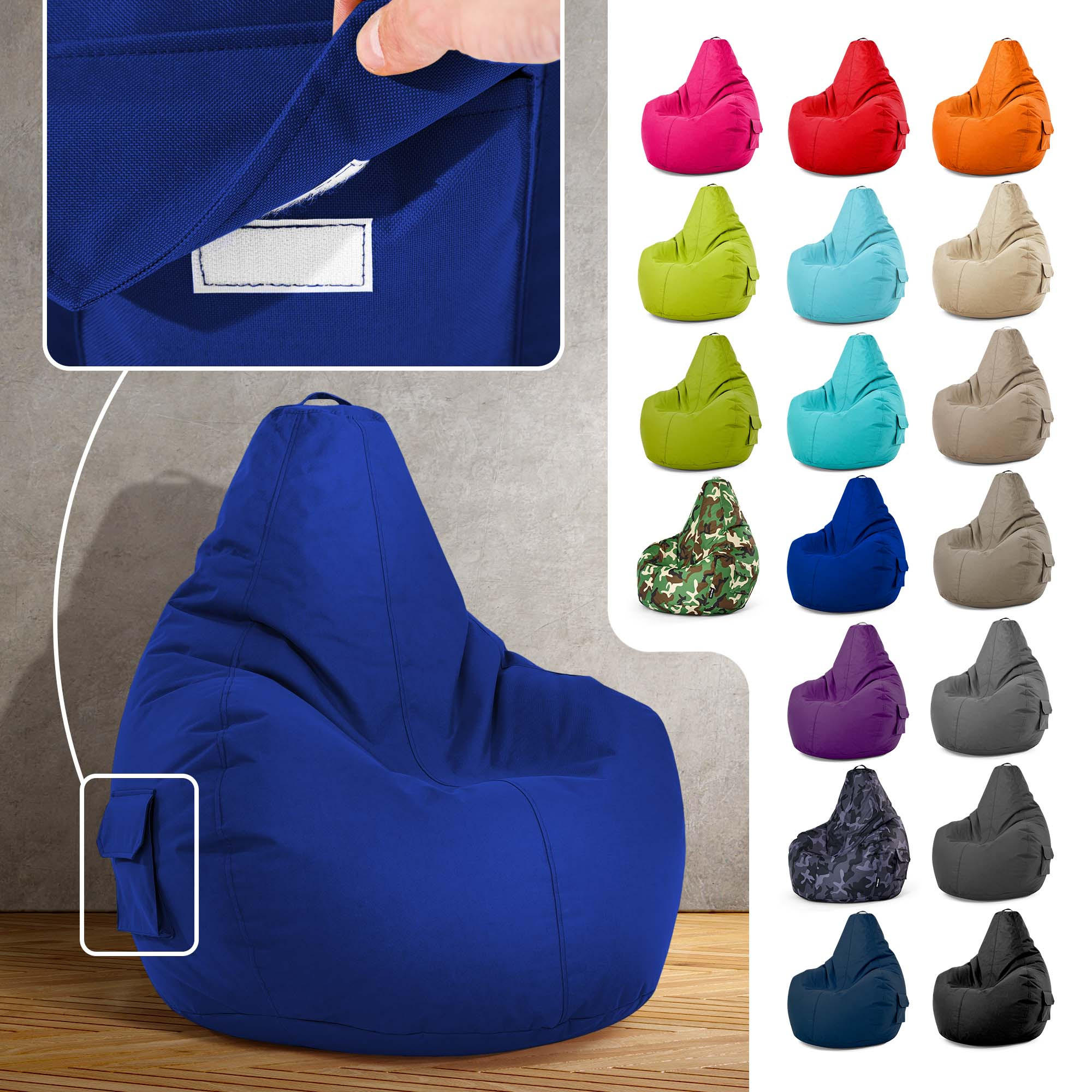 SITZSACK Lounge Chair "Cozy" 80x70x90cm - Blau, Textil (70/90/80cm) - Green Bean