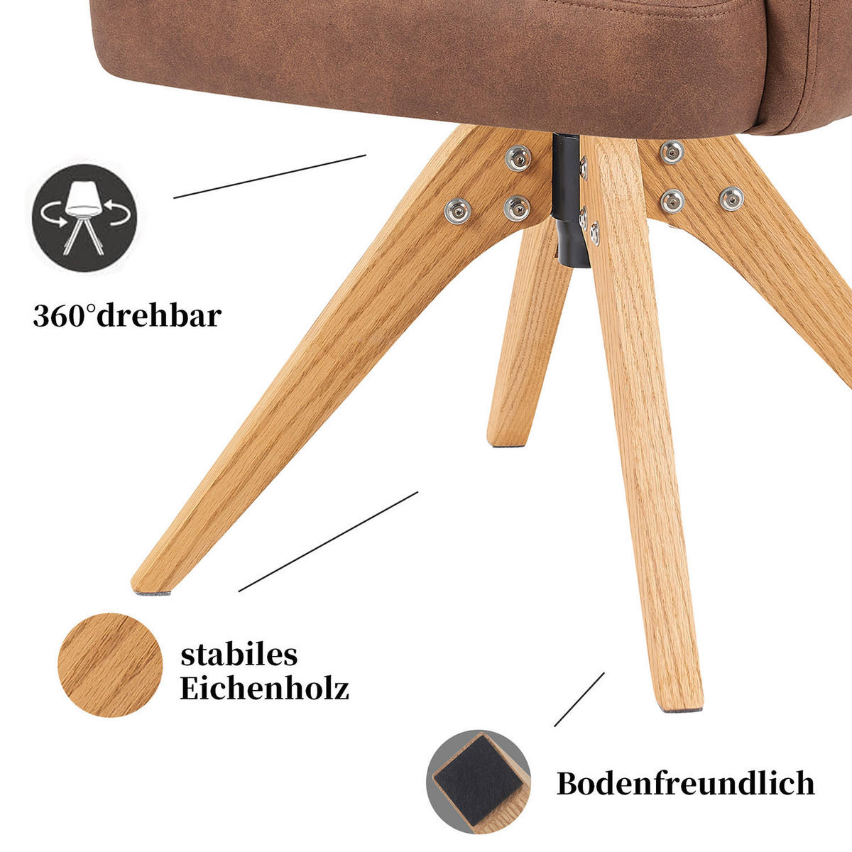 ARMLEHNSTUHL Mika-Juna 2er-Set - Honigeiche/Braun, Eichenholz/Holz (59/94/66cm) - DUBI Möbel