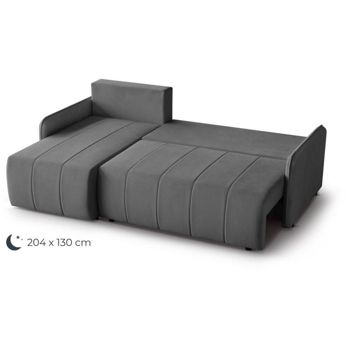 ECKSCHLAFSOFA Capri dunkelgrau - Dunkelgrau/Schwarz, Kunststoff/Textil (223/156cm) - Beautysofa