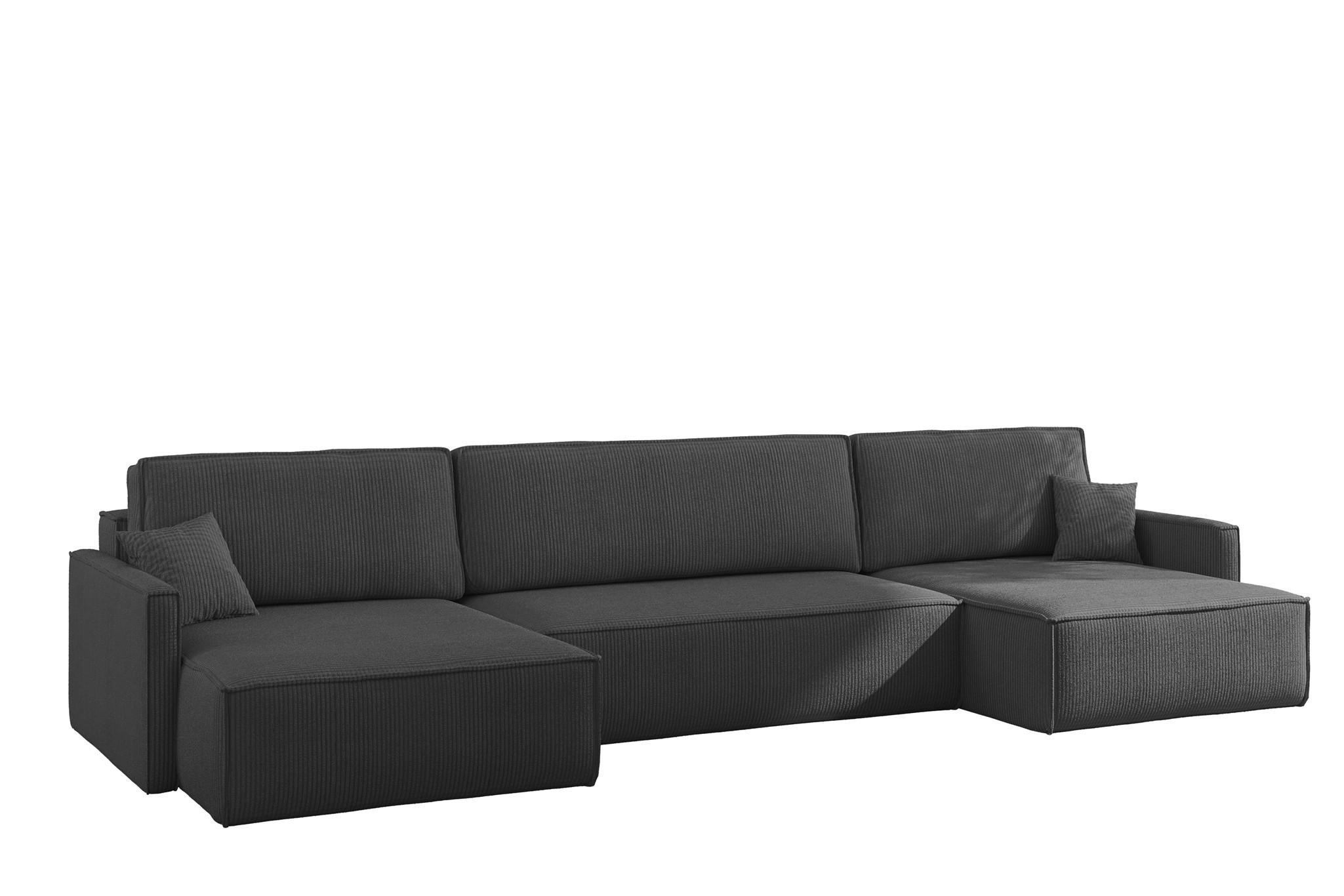 WOHNLANDSCHAFT Louis Scala - Dunkelgrau, Holzwerkstoff/Textil (348/83/142cm) - Fun Möbel