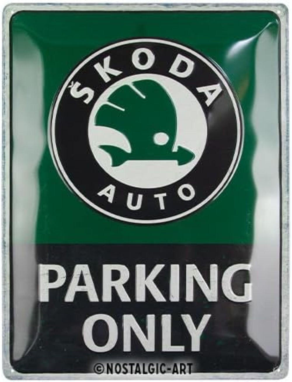 BLECHSCHILD 30/40 cm Skoda Parking Only - Multicolor, Metall (30/40/0.2cm) - Nostalgic-Art