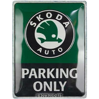 BLECHSCHILD 30/40 cm Skoda Parking Only - Multicolor, Metall (30/40/0.2cm) - Nostalgic-Art