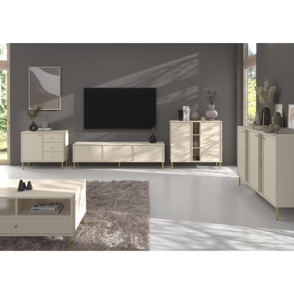 Thumbnail - Selsey Tv-Möbel, Beige, Holzwerkstoff, 3 Fächer, Rechteckig, 180x50x40.8 cm, Wohnzimmer, Wohnwände, Lowboards, Lowboards...