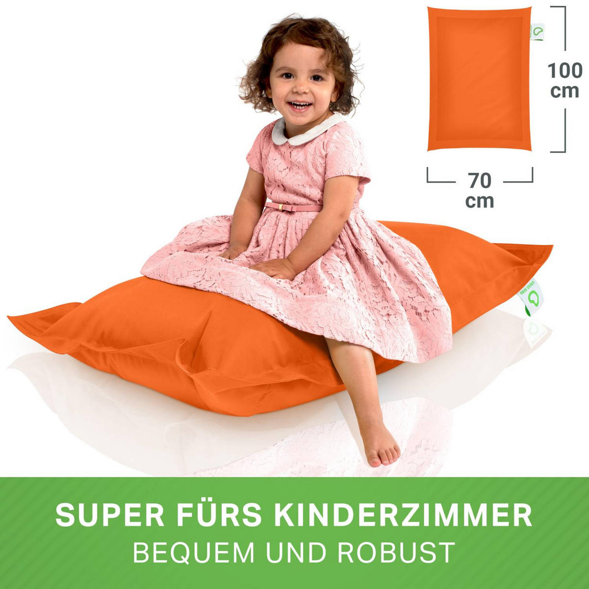 KINDER-SITZSACK 70x100cm - 70 Liter - Orange, Textil (70/10/100cm) - Green Bean