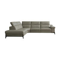 ECKSOFA Texas Echtleder Perlgrau - Hellgrau, Leder/Metall (274/238cm)
