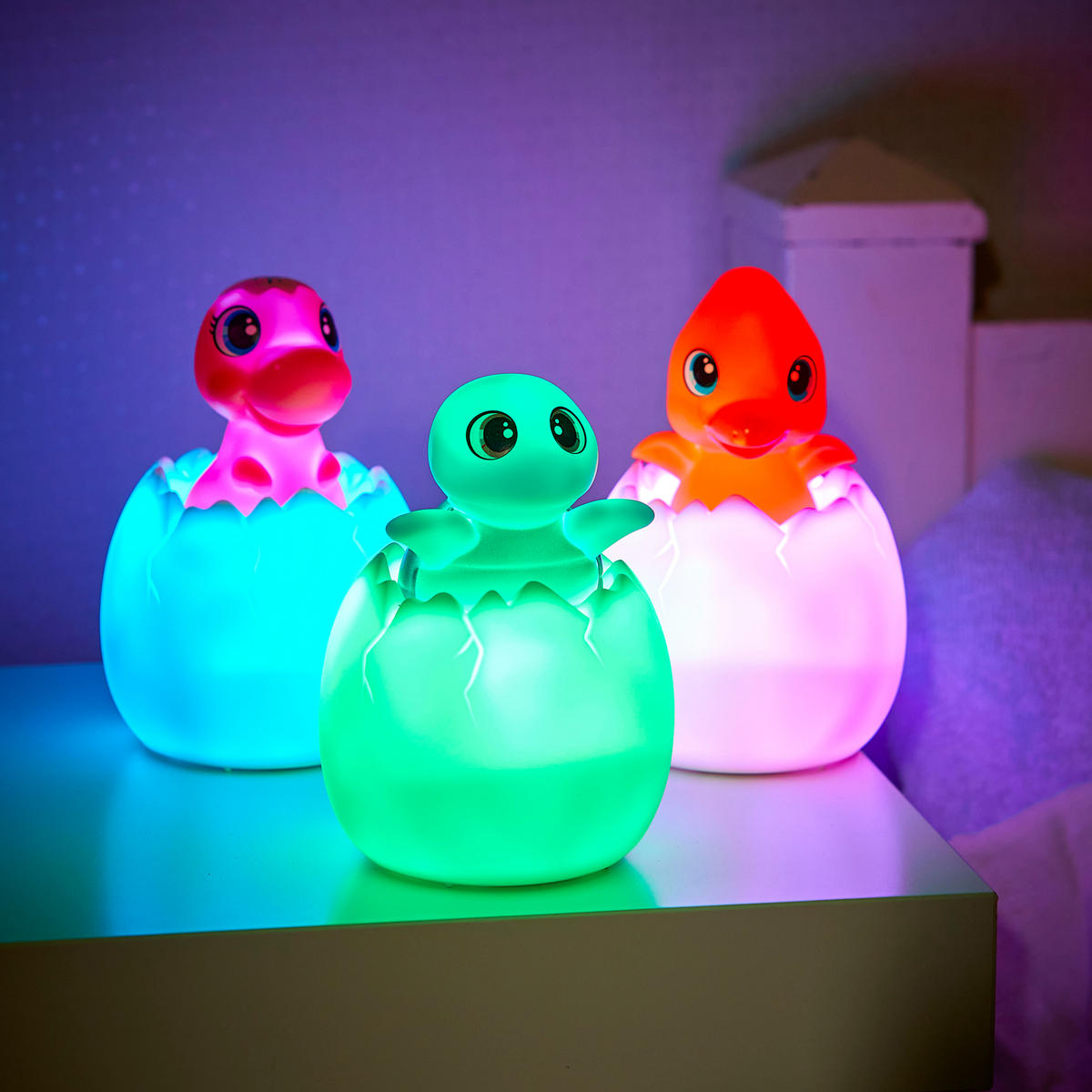 LED-AKKU-NACHTLICHT - mit Schlummermelodien, Fernbedienung und Farbwechsel für Kinder, Schildkröte - Blau, Kunststoff (8.5/8.5/13cm) - Northpoint