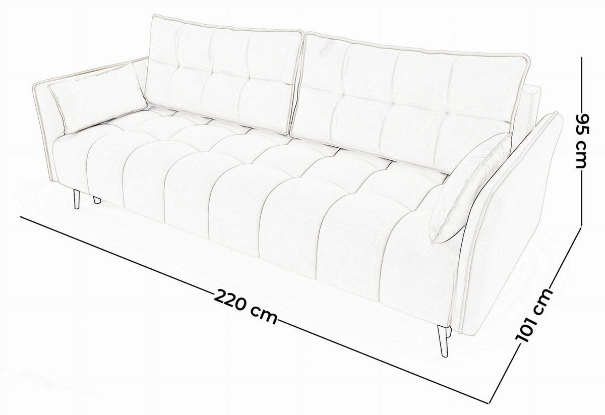 SCHLAFSOFA - Sofa Blumi - Ecru - Ecru, Holzwerkstoff (220/95/101cm) - Möblo