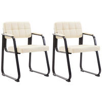 BESUCHERSTÜHLE Canam - 2er Set Kunstleder creme - Creme/Schwarz, Textil/Metall (59/84/58cm) - TPFLiving