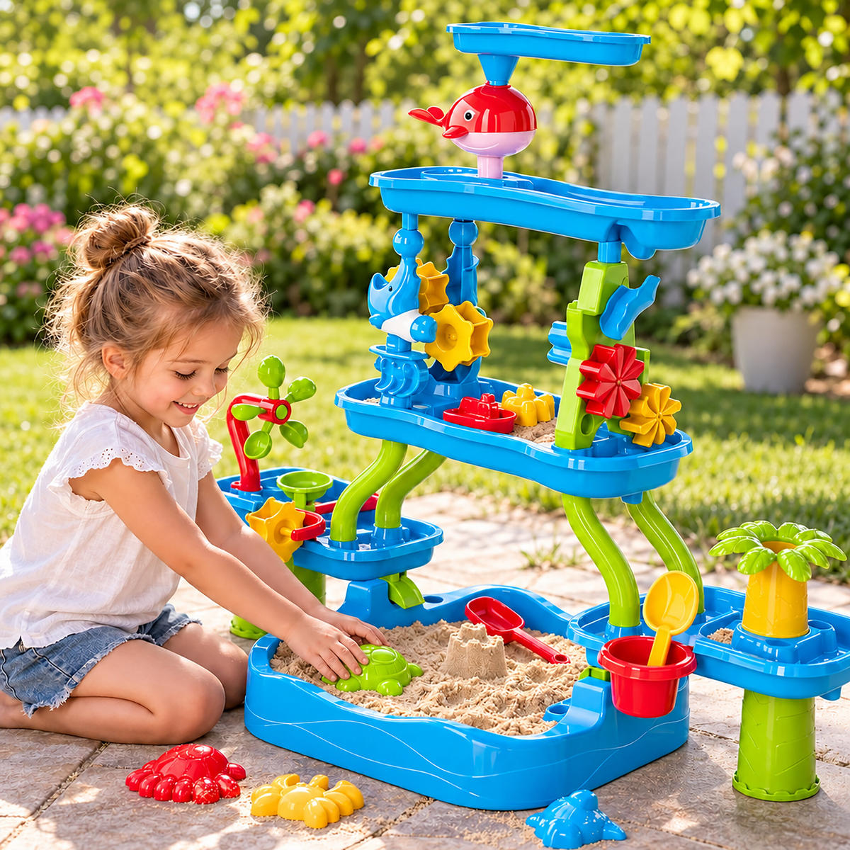 STŮL Vodní vícebarevný plast 20-dílný - modrá, plast (78/55cm) - Relaxdays