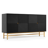 SIDEBOARD DE-37950 mit 4 Türen und Goldakzenten Schwarz - Schwarz, Holzwerkstoff (160/82/40cm) - ComfortXL