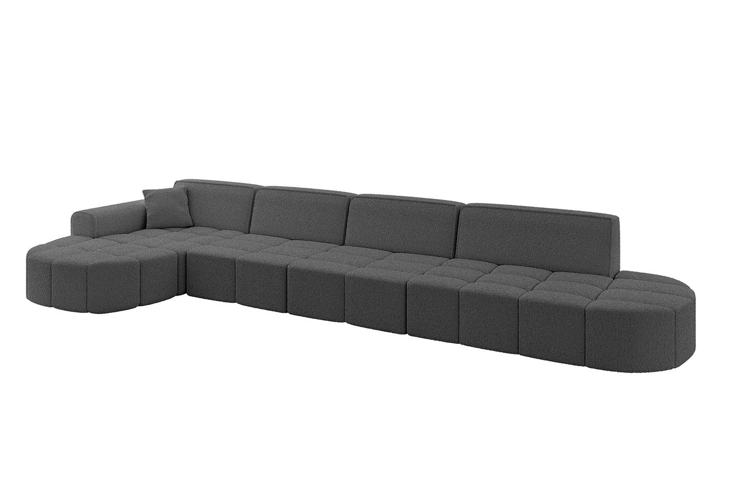 ECKSOFA Ottomane Links LIVO-L3 - 413x171x79,5 cm Grau - Grau, Holzwerkstoff/Textil (413/79.5/171cm) - ALTDECOR