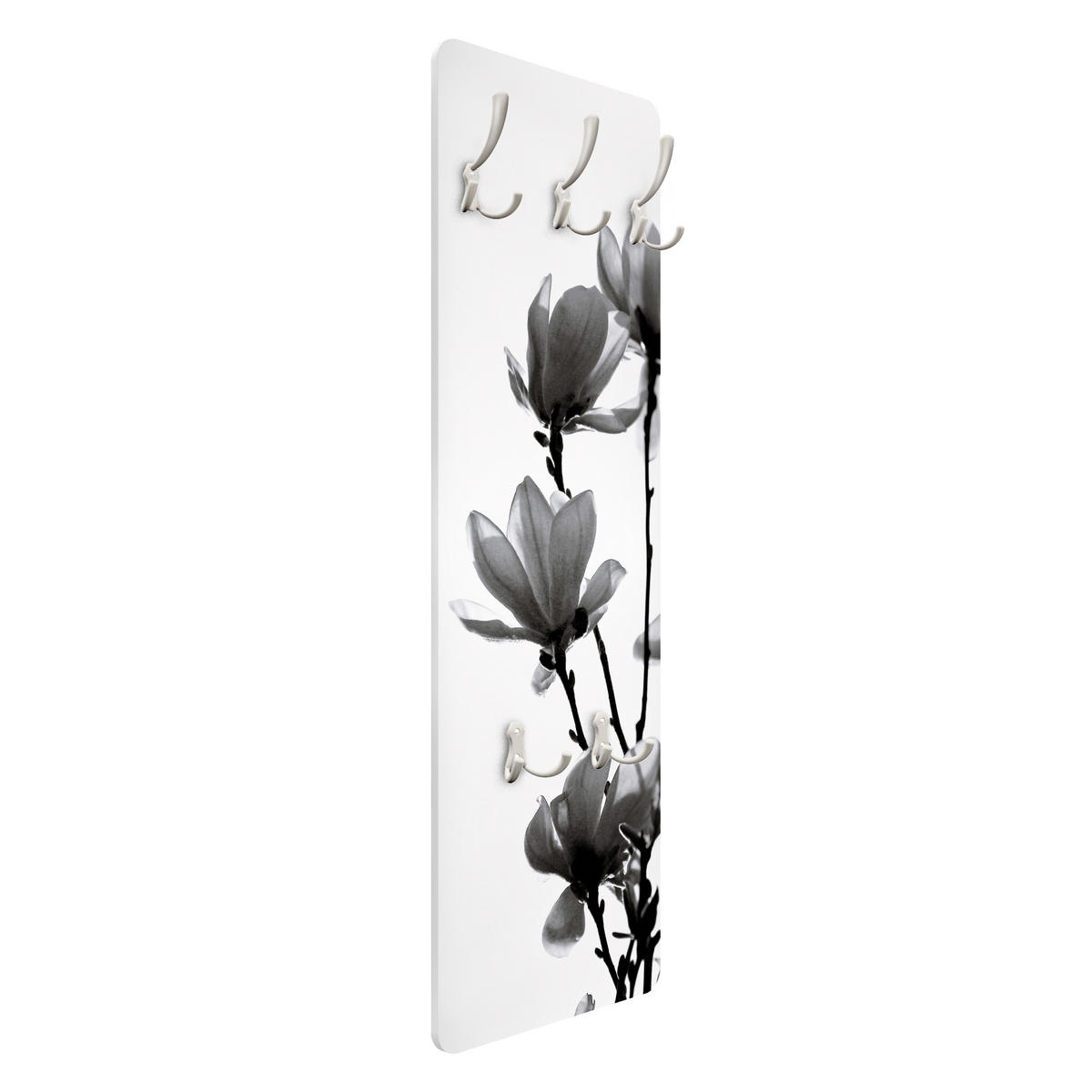 WANDGARDEROBE - Frühlingsbote Magnolie Schwarz, Weiß 34/105 cm - Schwarz, Holzwerkstoff (34/105/1.6cm) - Bilderwelten