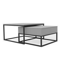 COUCHTISCH quadratisch Grau, MDF Tischplatte, Rahmen Schwarz - Schwarz/Grau, Holzwerkstoff (70/70/42cm) - Idohome