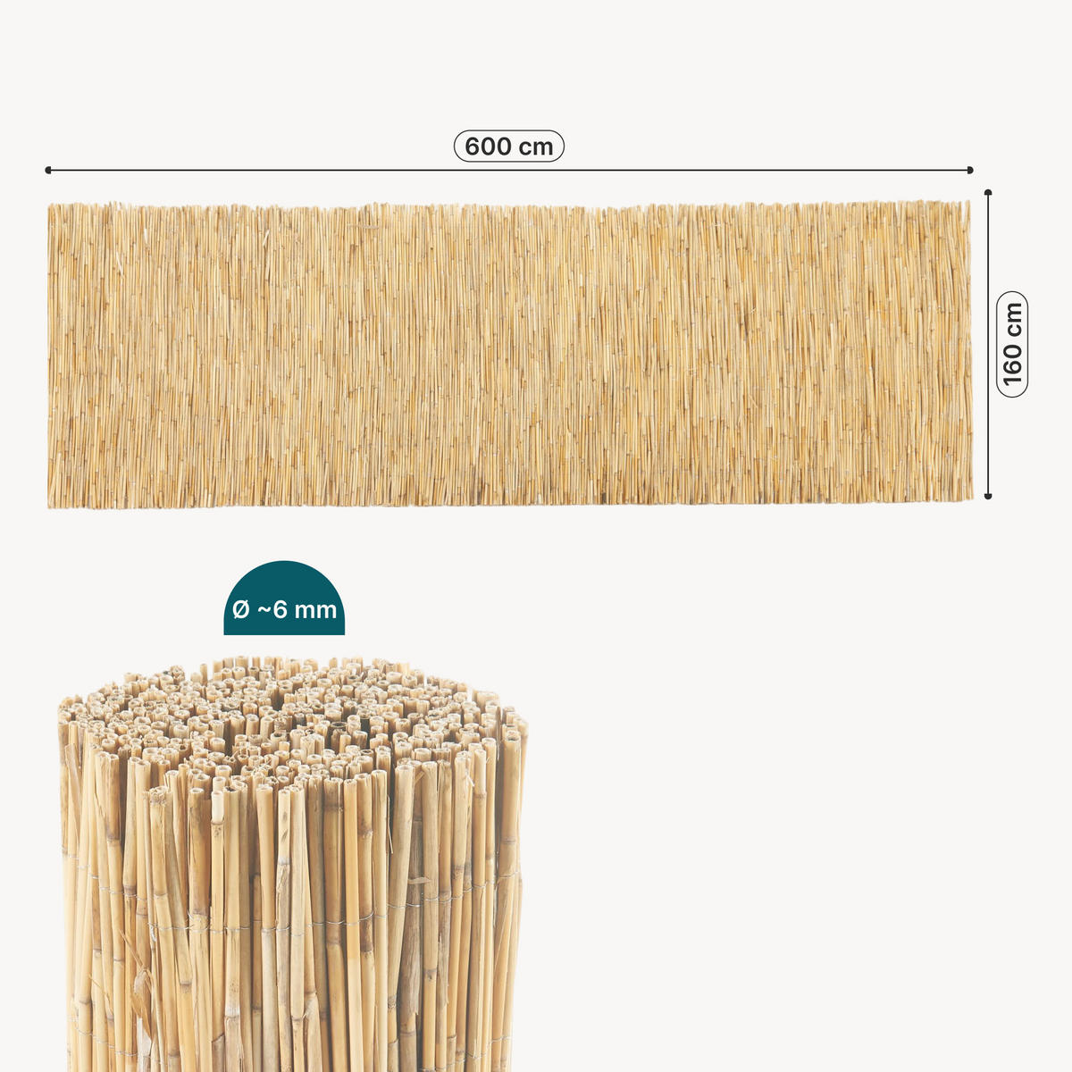 SCHILFZAUN Abbateggio - Naturfarben, Naturmaterialien (160/0.6cm) - casa.pro