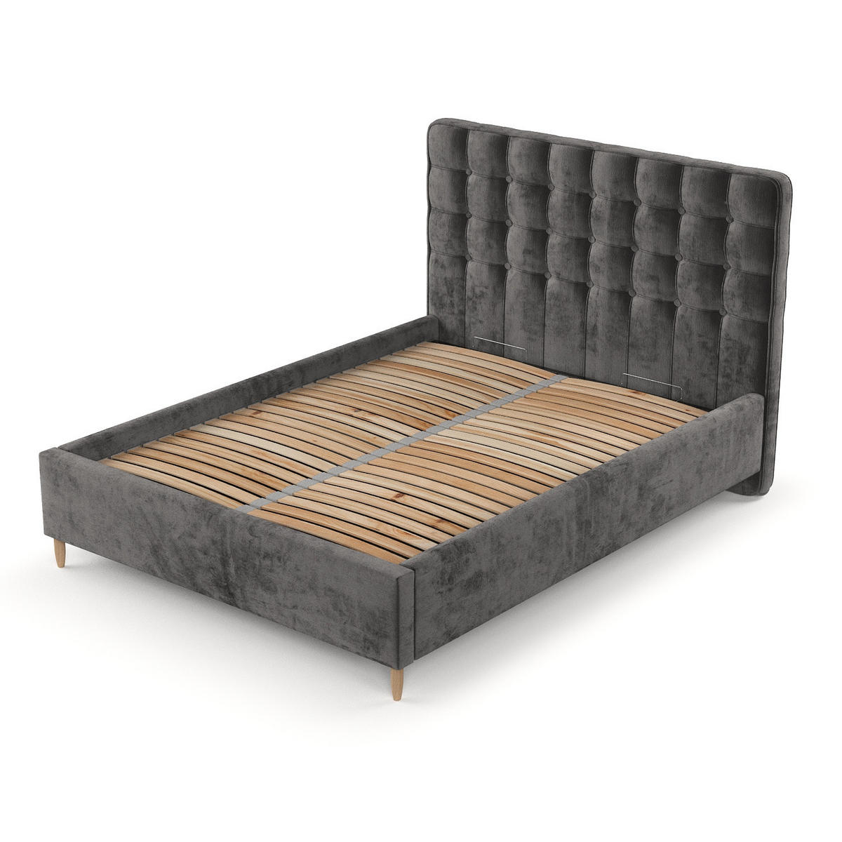 POLSTERBETT Paloma 180/200 cm Anthrazit im Lotta Stoff - Anthrazit/Naturfarben, Holz/Holzwerkstoff (180/200cm) - AltaBeds