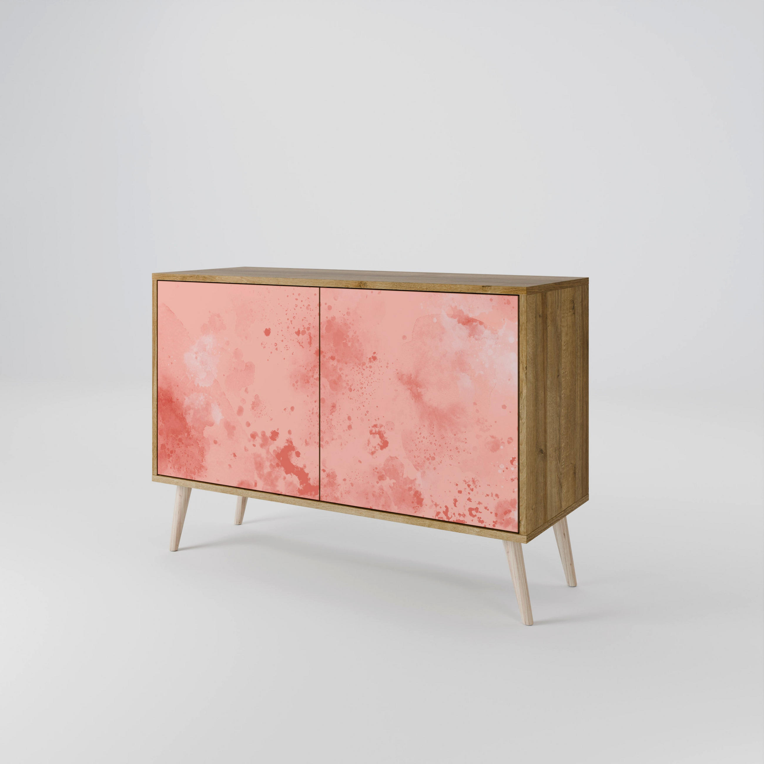 SIDEBOARD CRANE DANCE, Eicheneffekt, 111x42x77,5 cm, 2 Türen - Eichefarben/Buchefarben, Holzwerkstoff/Buchenholz (111/77.5/42cm) - SpaceRebels