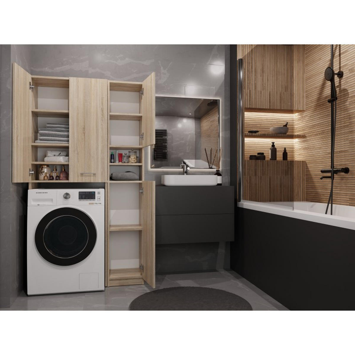 ORMAR ZA PERILICU Kupaonski set Sonoma 96/180/30 - hrast Sonoma, drvni materijal (96/180/30cm) - RAUMHIRSCH FURNITURE