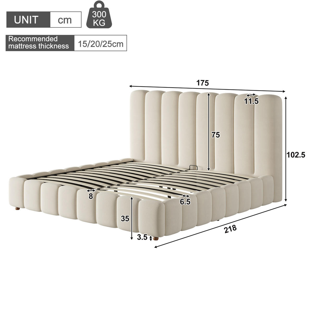 POLSTERBETT aus Samt 160x200 cm Beige mit Lattenrost, Bettkasten und gepolstertem Kopfteil - Beige, Textil (160/200cm) - Modfu