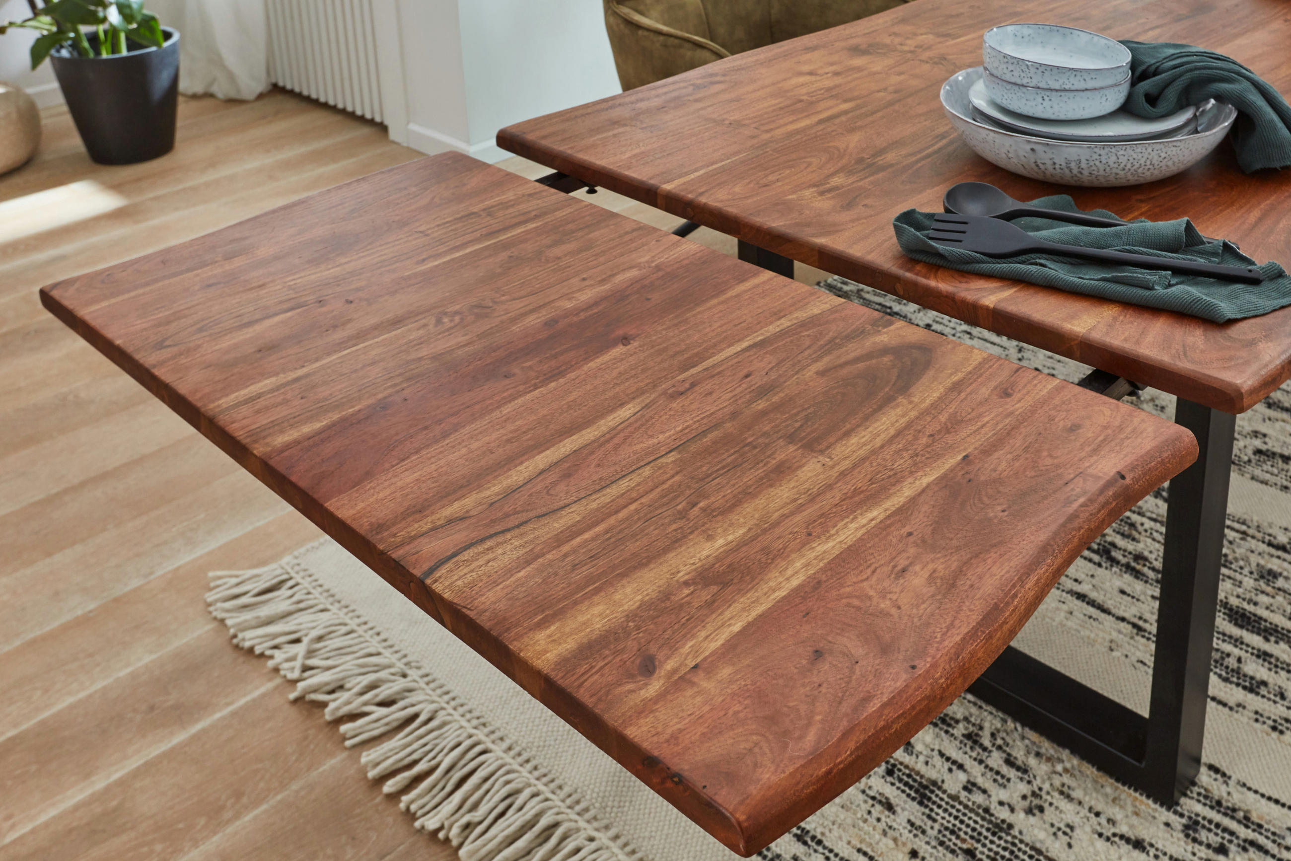 ESSTISCH NORINA - Schwarz/Braun, Holz/Metall (90/160/77cm) - SAM