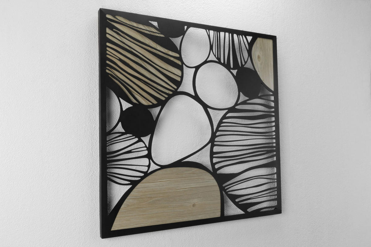 WANDDEKO Schwarz 78/78 cm - Schwarz, Metall (3.7/78/3cm) - KUNSTLOFT