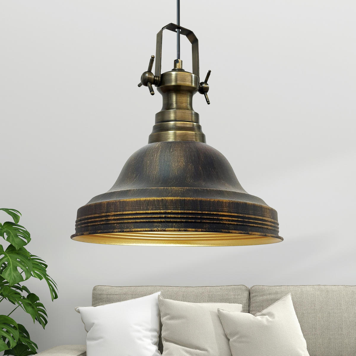 PENDELLEUCHTE Ulmete 30/27 cm - Goldfarben/Schwarz, Metall (30/27cm) - Bamyum