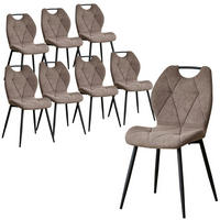 ESSZIMMERSTUHL 8er-Set Braun Skandinavisch Stoff Metallbeine Rautenmuster Griff - Braun, Textil (44/86/48cm)