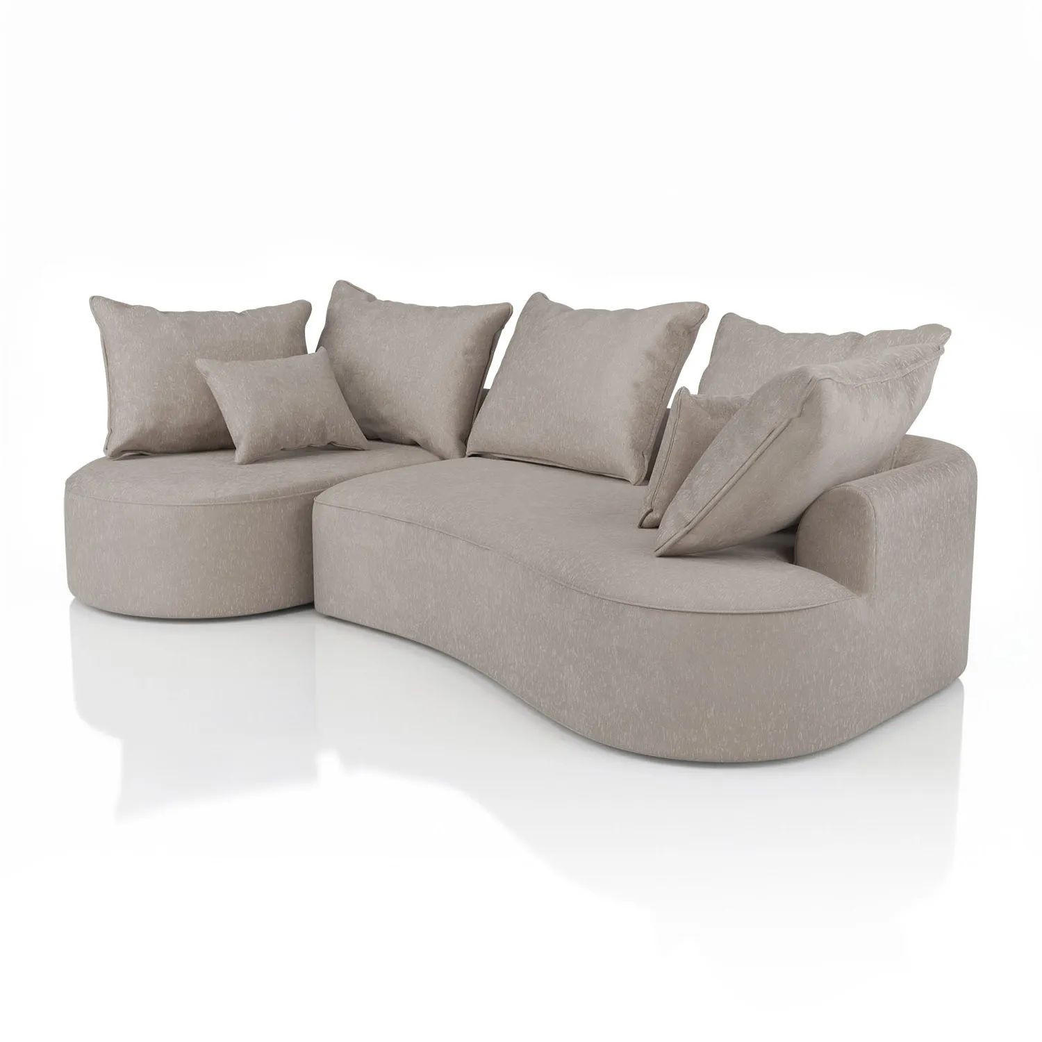 SOFA Tirano Samt Beige mit Ottomane links - Beige, Textil (102/300cm) - Juskys