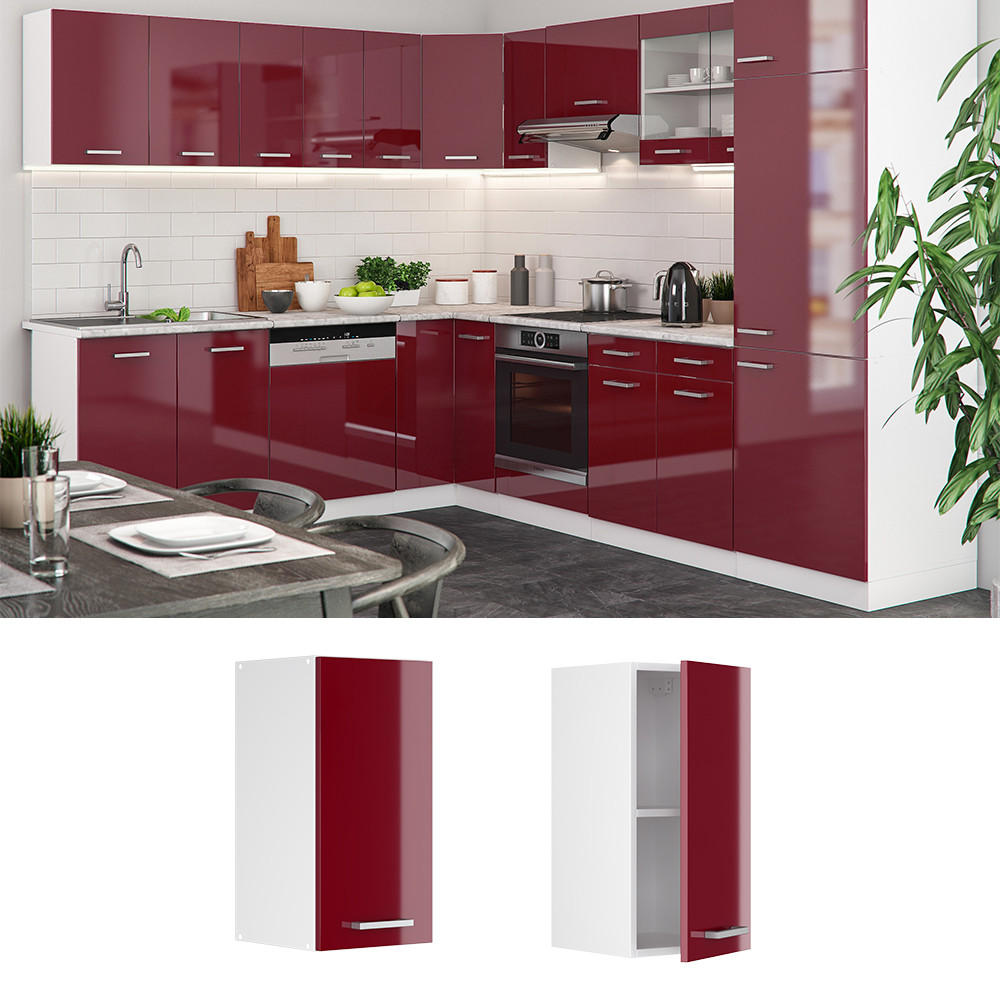 HÄNGESCHRANK R-Line Rot Hochglanz 30 cm - Rot/Weiß, Holzwerkstoff (30/60/31cm) - Vicco