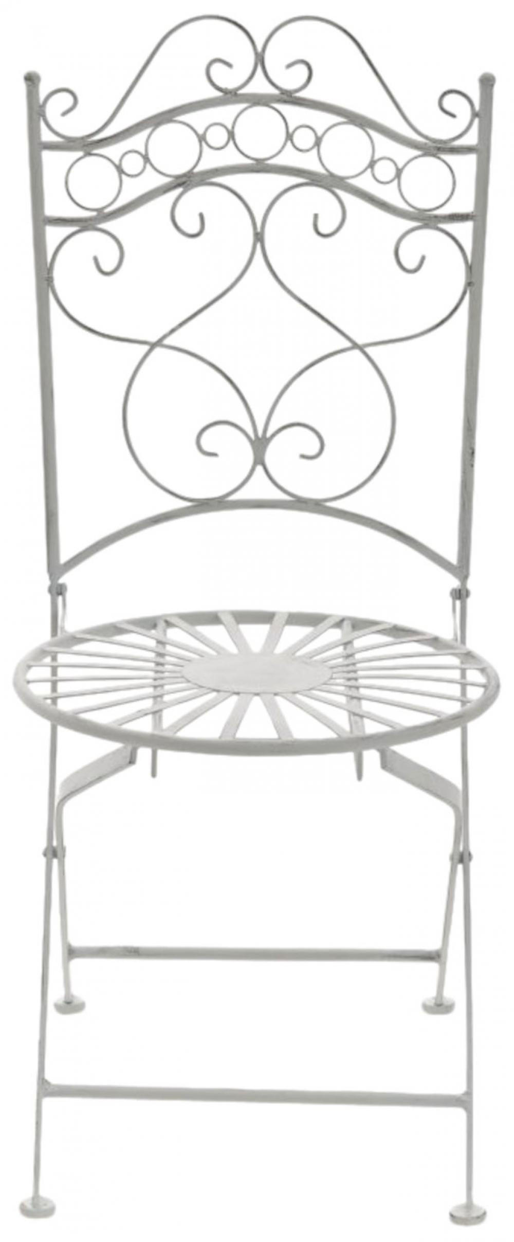 GARTENKLAPPSTUHL 2er Set Metall antik weiß - Weiß, Metall (40/92/50cm) - CLP