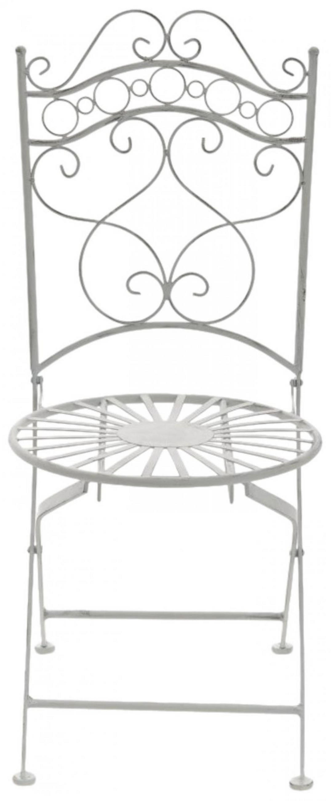 GARTENKLAPPSTUHL 2er Set Metall antik weiß - Weiß, Metall (40/92/50cm) - CLP
