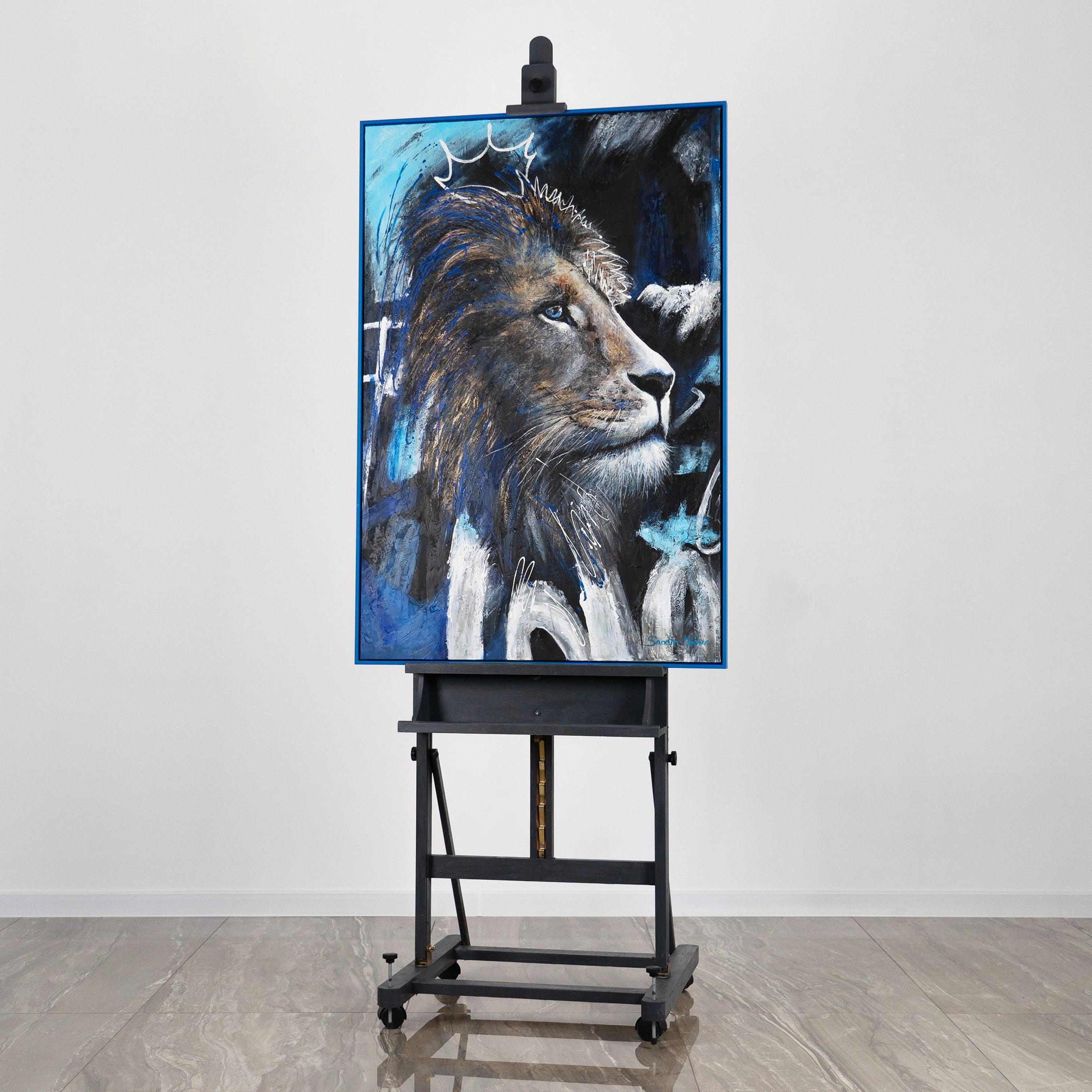 GEMÄLDE Erwachen der Kraft Schattenfugenrahmen Blau 140x100 cm - Blau, Holz (140/100cm) - YS-art gallery