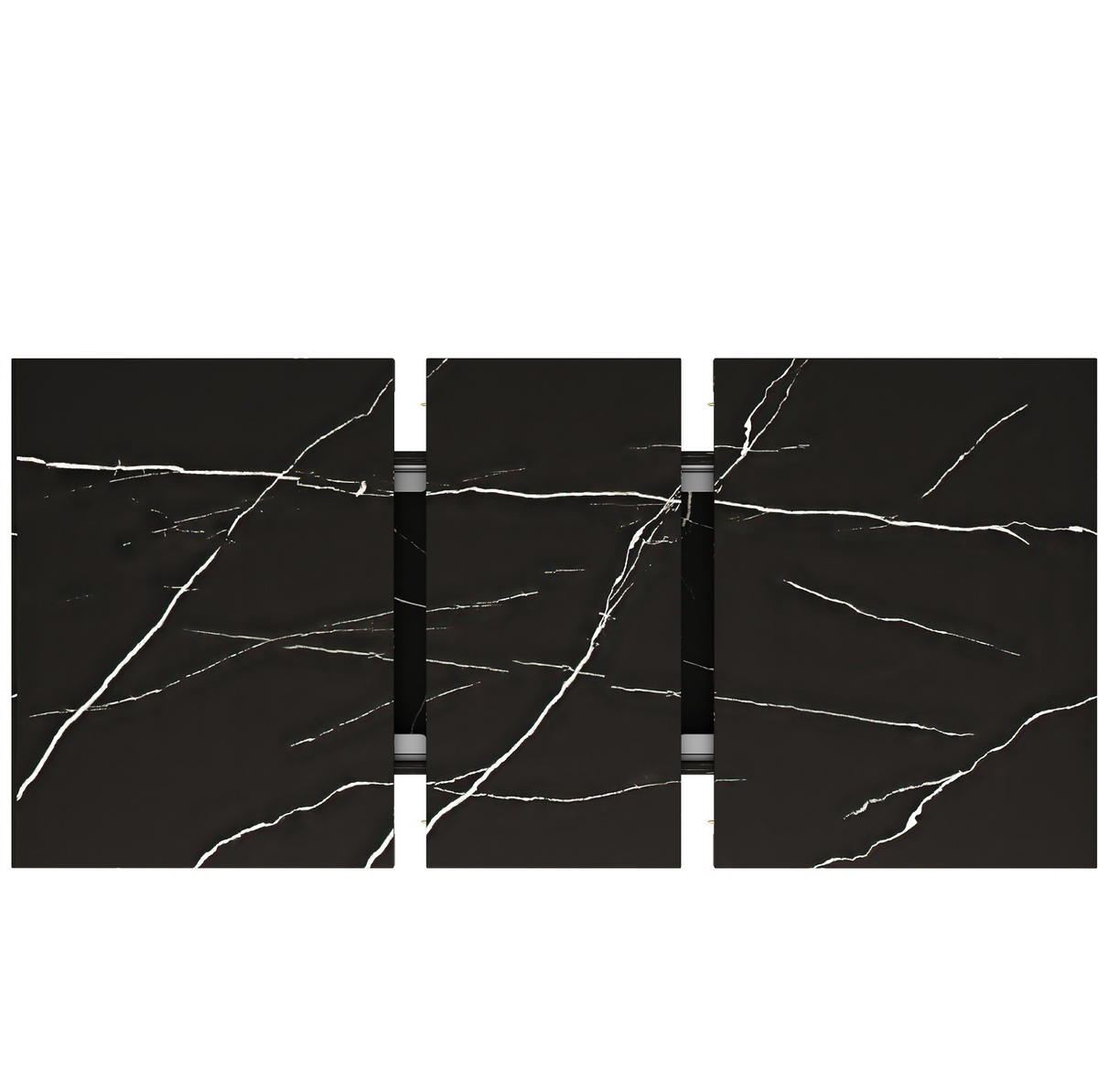 ESSTISCH ausziehbar, MDF mit Marmormuster & Metallgestell, 120-160/75/75,5 cm, Schwarz - Schwarz, Holzwerkstoff (120/75/75.5cm) - Redom