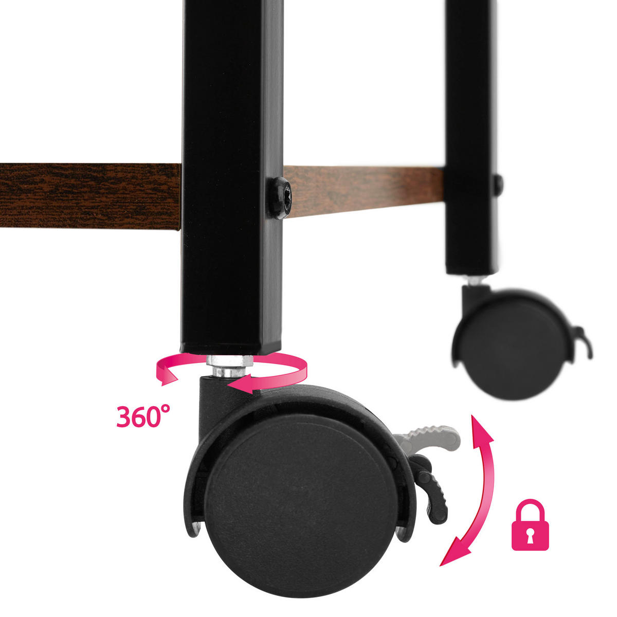 SERVIERWAGEN Worcester ,65 x 41,5 x 87 cm,Industrial Holz dunkel, rustikal - Rostfarben, Holzwerkstoff (41.5/87/65cm) - tectake