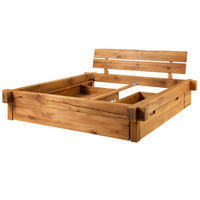 BETT mit Schublade Massivholz Wildeiche 200 x 200 x 85 natur BALKENMÖBEL #127 - Naturfarben, Holz (200/200cm) - Massivmoebel24