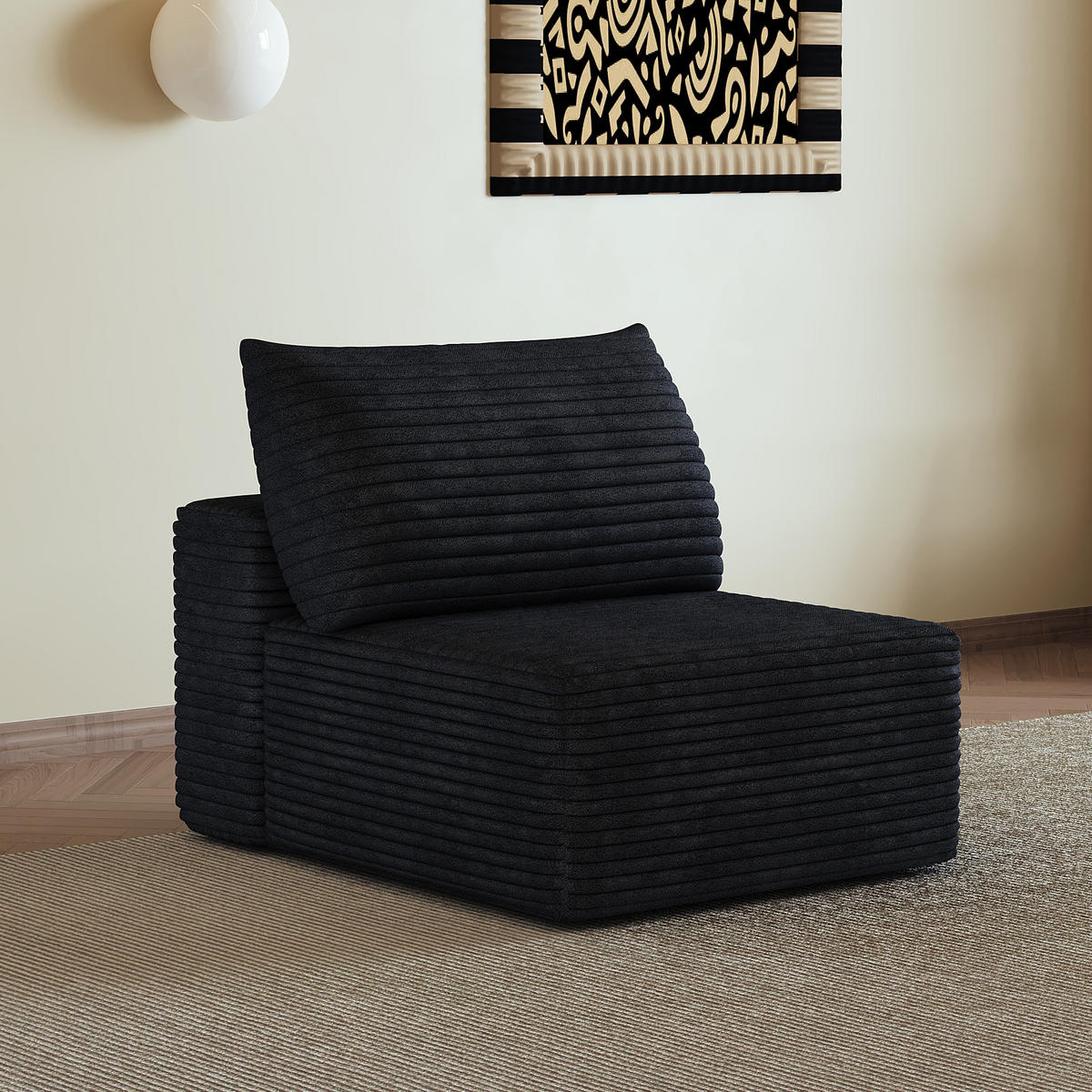 SOFAELEMENT DE-34721 Modulares 1‑Sitzer‑Element Schwarz - Schwarz, Textil (95/83/70cm) - ComfortXL