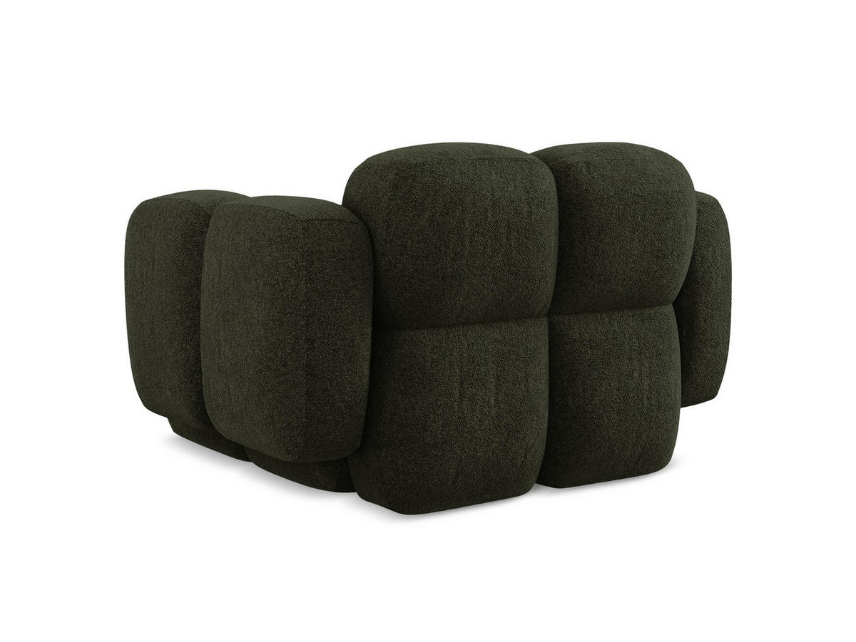 SESSEL Chenille Stoff Grün - Dunkelgrün/Schwarz, Holzwerkstoff/Kunststoff (120/72/115cm) - Makamii
