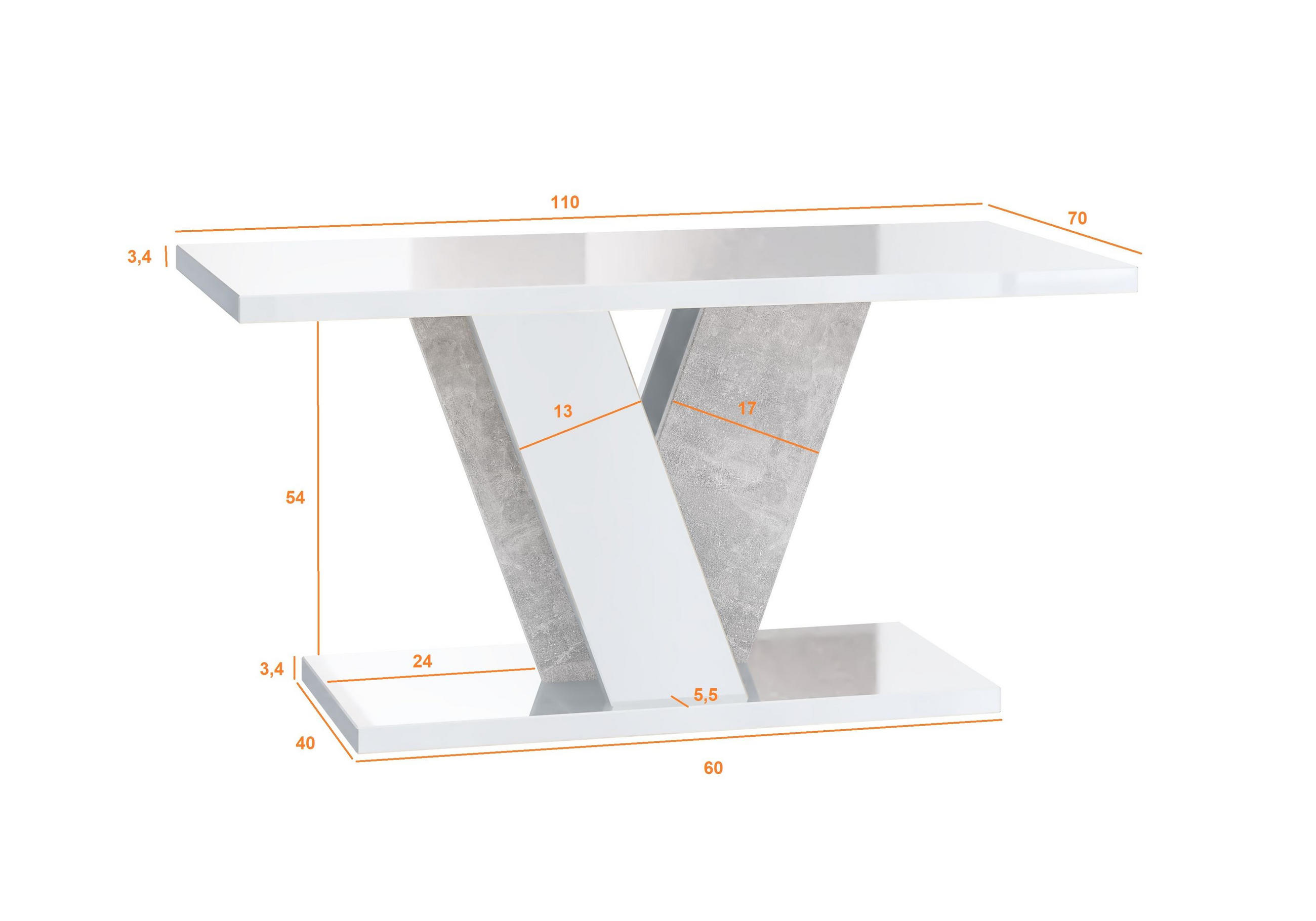 COUCHTISCH 110 cm Weiß glänzend - Weiß Hochglanz, Holzwerkstoff (70/110/60cm) - Home Collective