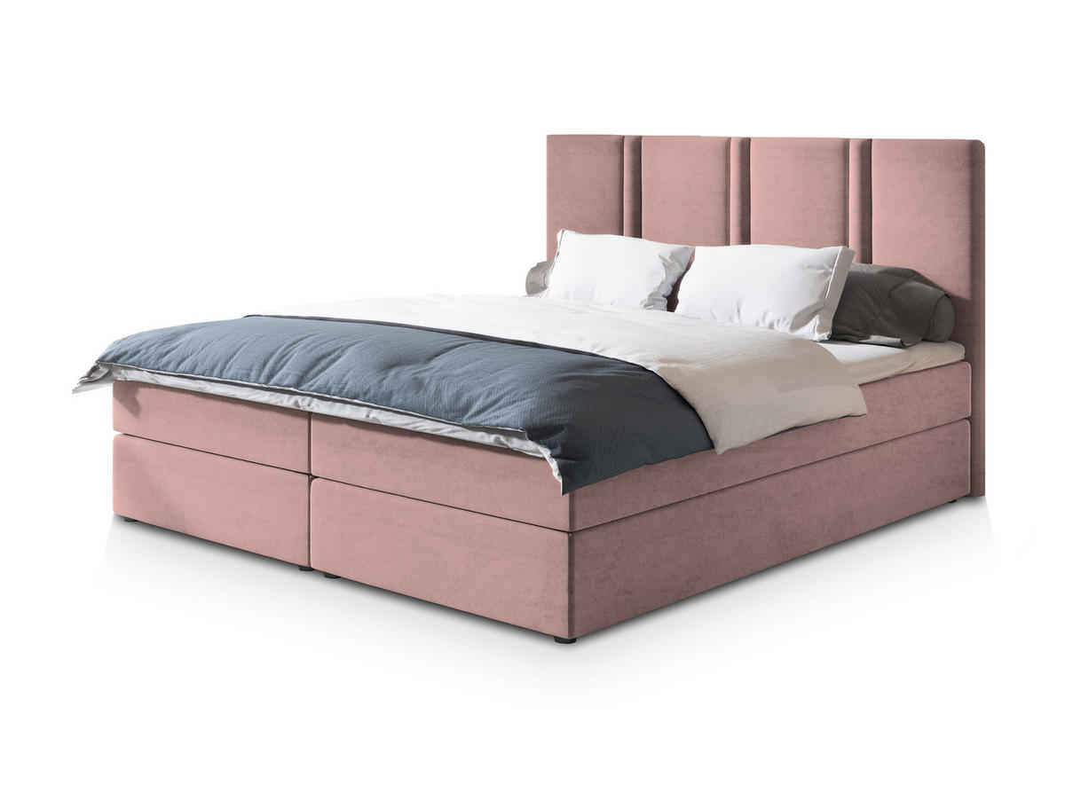 POSTEL BOXSPRING LARIO 160x200 cm, s matrací a úložným prostorem, starorůžová - starorůžová, kompozitní dřevo/textil (160/200cm) - MASSENO