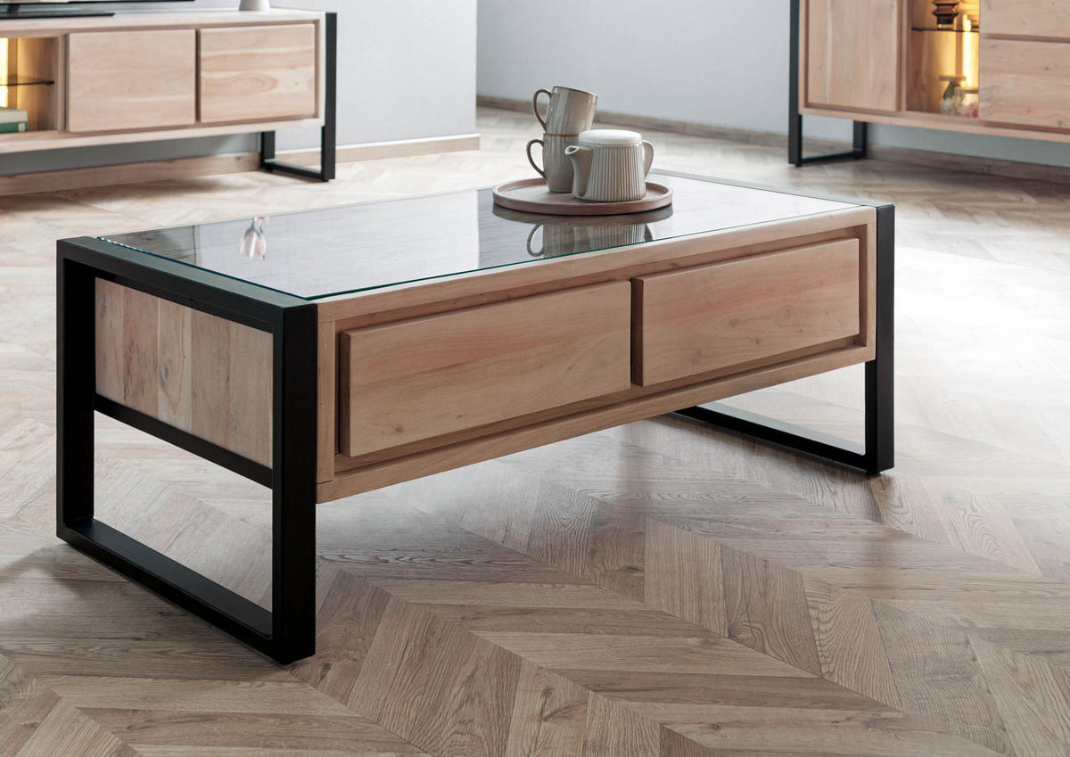 COUCHTISCH Akazie / Altholz 120x60x45 natur lackiert DENVER #120 - Naturfarben, Holz (120/60/45cm) - Massivmoebel24